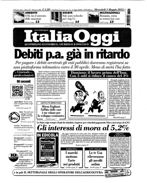 Italia oggi : quotidiano di economia finanza e politica